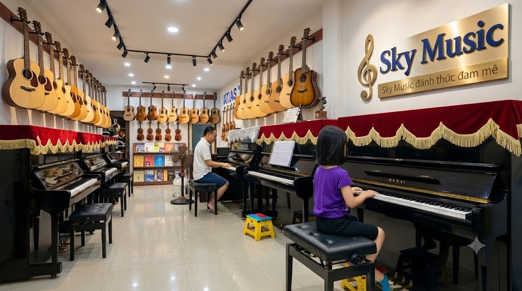 Học piano với giáo viên tại Sky Music Nên tự học piano hay học với giáo viên qua buổi học thực tế tại Sky Music
