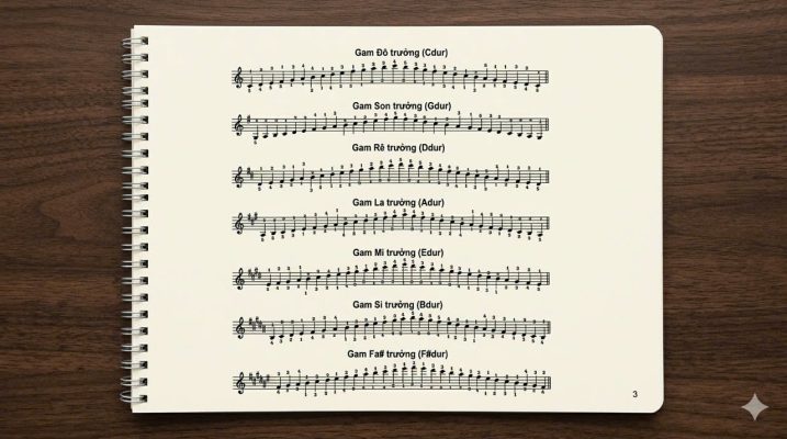 Các gam Piano trưởng cơ bản giúp luyện phản xạ ngón tay cho người mới học đàn