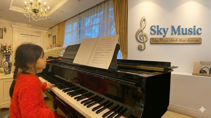 Không gian học đàn piano cho trẻ em tại Sky Music Long Biên Hà Nội