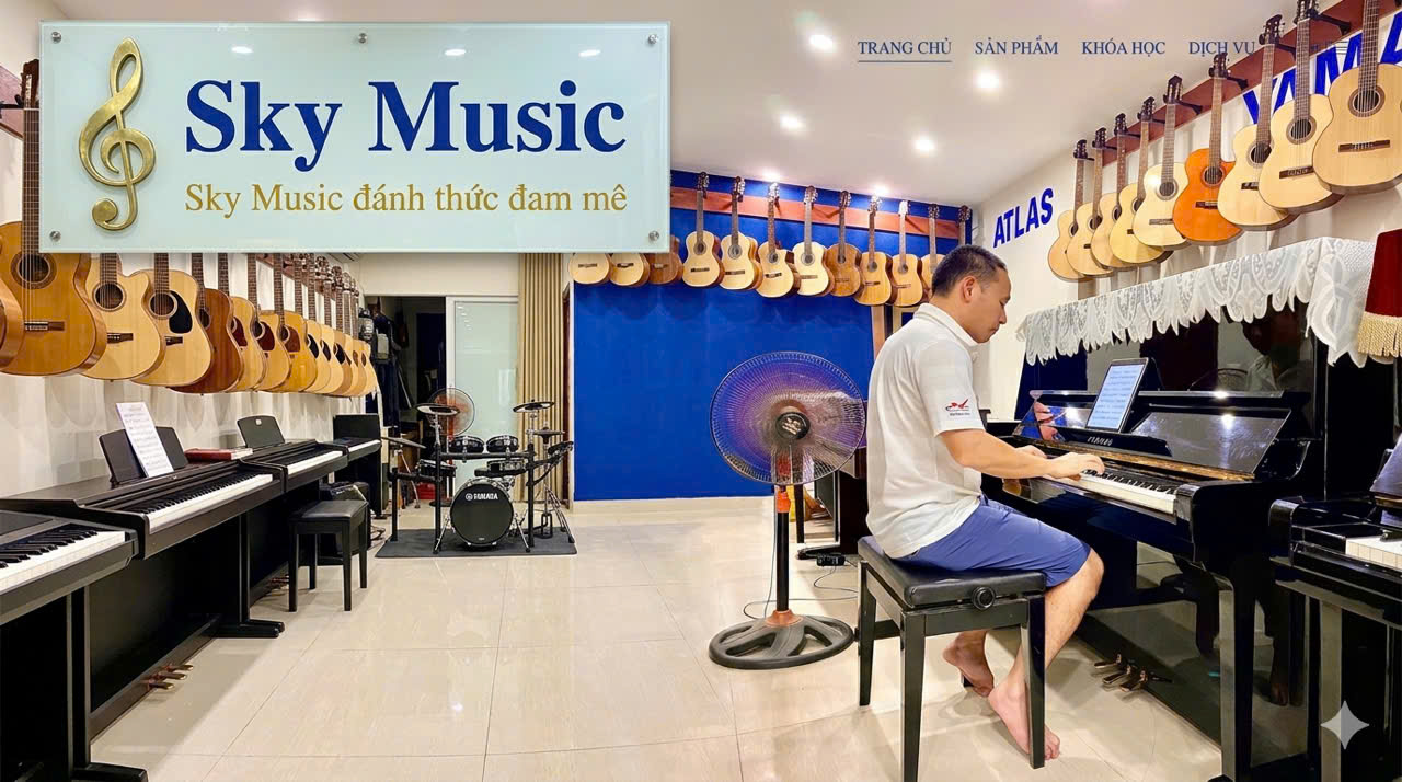 Showroom piano Sky Music tại Long Biên Hà Nội chuyên piano Yamaha và Kawai Nhật nội địa